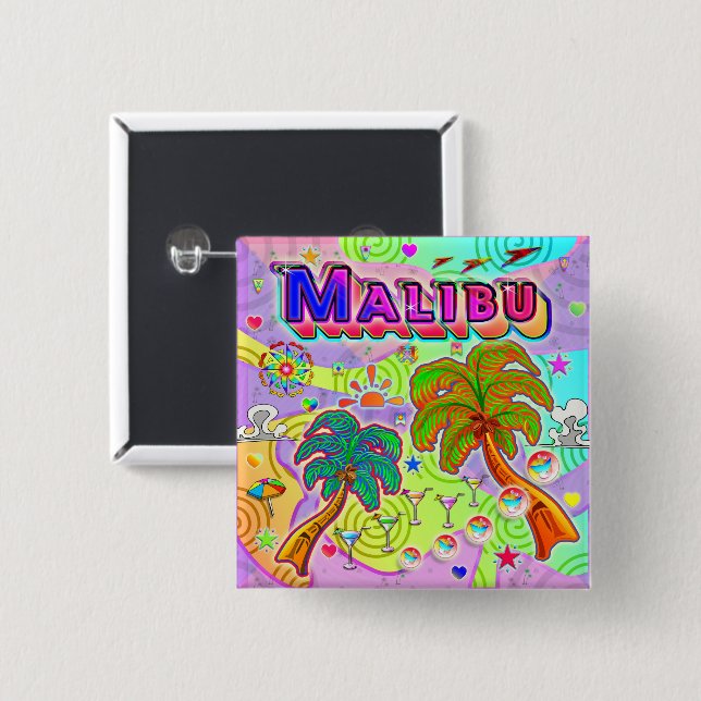 Malibu Vacation Target Button (Front & Back)