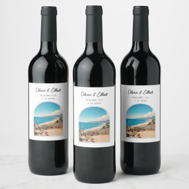 Malibu Wedding Favour Personalised Wine Label (Bottles)