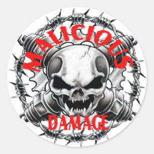 MALICIOUS DAMAGE SKULL STICKER