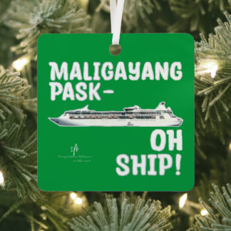 Maligayang Pask-OH SHIP! Gr/Slv. Chrs. Cruise Sq. Metal Tree Decoration