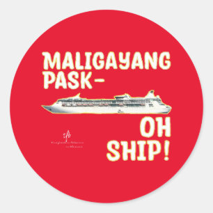 Maligayang Pask-OH SHIP! R/Gld. Christmas Cruise Classic Round Sticker