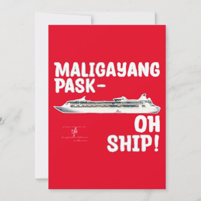 Maligayang Pask-OH SHIP! Red/Silver Christmas Holi Holiday Card (Front)