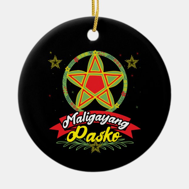 Maligayang Pasko Filipino Christmas Philippines Ceramic Tree Decoration (Front)