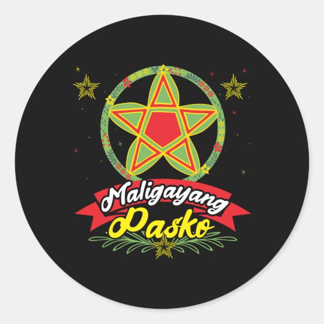 Maligayang Pasko Filipino Christmas Philippines Classic Round Sticker (Front)
