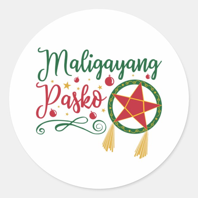 Maligayang Pasko Filipino Christmas Philippines Classic Round Sticker (Front)