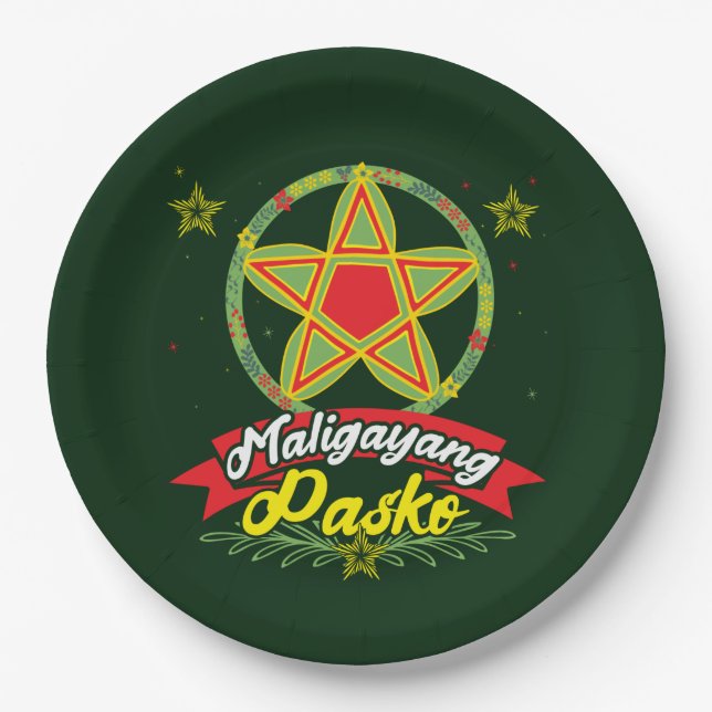Maligayang Pasko Filipino Christmas Philippines Paper Plate (Front)