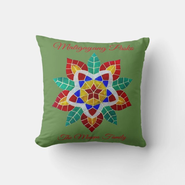 Maligayang Pasko "green Parol" theme Cushion (Front)