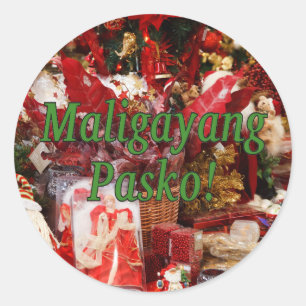 Maligayang Pasko! Merry Christmas in Tagalog gf Classic Round Sticker