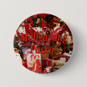 Maligayang Pasko! Merry Christmas in Tagalog rf 6 Cm Round Badge
