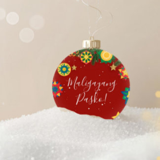 Maligayang Pasko Personalized Filipino Christmas Ceramic Tree Decoration