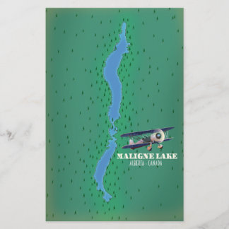 Maligne lake alberta Canada lake map Stationery