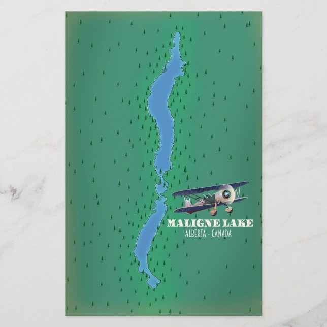 Maligne lake alberta Canada lake map Stationery (Front)