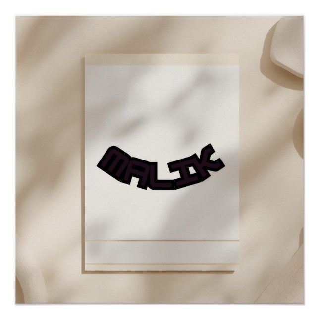Malik Modern Name Print – Bold Minimalist Typograp (Front)