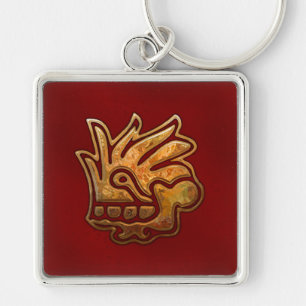 Malinalli AZTEC Red & Gold Key Ring