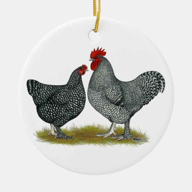 Maline Chickens Ceramic Tree Decoration (Front)