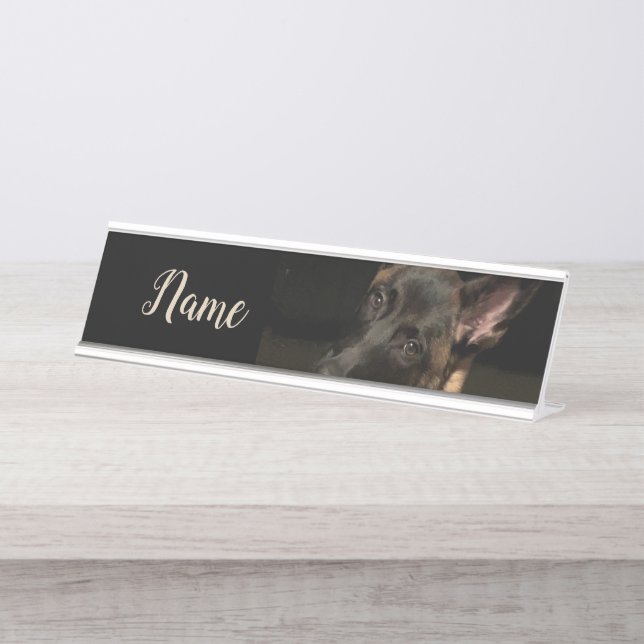 Malinois Dog Desk Name Plate (Front)
