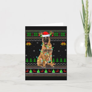Malinois Dog Ugly Christmas Sweaters Holiday Santa Card