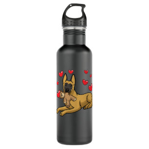 Malinois Dog With Stuffed Animal Belgian Shepherd 710 Ml Water Bottle