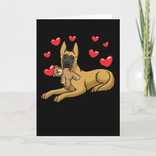 Malinois Dog With Stuffed Animal Belgian Shepherd Card