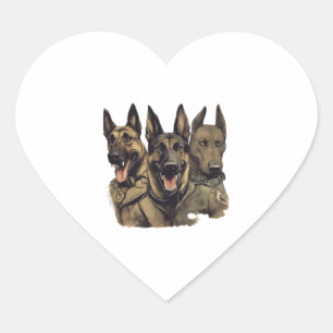 Malinois K-9 patrol dogs   Heart Sticker
