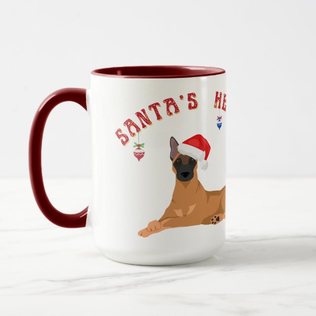 Malinois Santa's Helper Mug (Left)