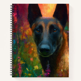Malinois with Wildflowers Portrait Notebook