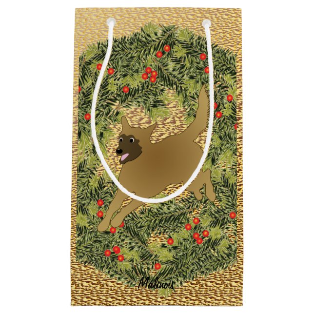 Malinois Wreath Small Gift Bag (Front)