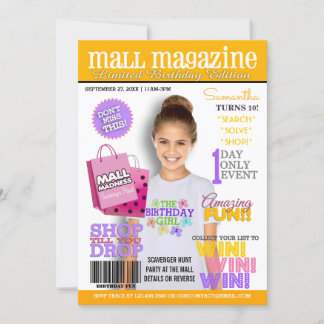 Mall Scavenger Hunt Birthday Party Invitation