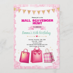 Mall Scavenger Hunt Party invitation