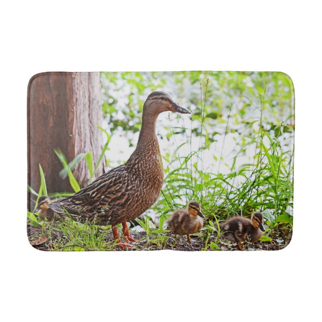 Mallard and Ducklings by Shirley Taylor Bath Mat (Front)