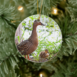 Mallard and Ducklings by Shirley Taylor Ceramic Tree Decoration