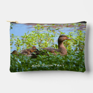 Mallard and Ducklings-Swimming by Shirley Taylor Accessory Pouch