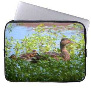 Mallard and Ducklings-Swimming by Shirley Taylor Laptop Sleeve