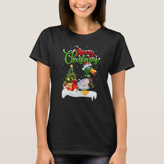 Mallard Bird  Xmas Decorations Santa Mallard Chris T-Shirt (Front)