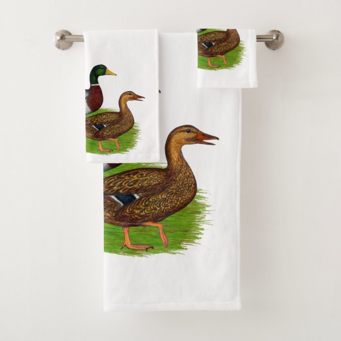 Mallard Drake and Duck Bath Towel Set Zazzle.co.uk