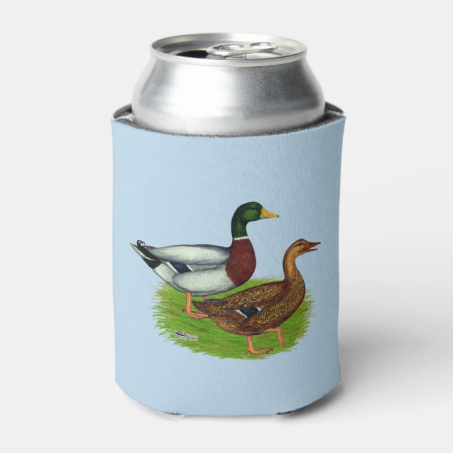 Mallard Drake and Duck Can Cooler (Can Front)