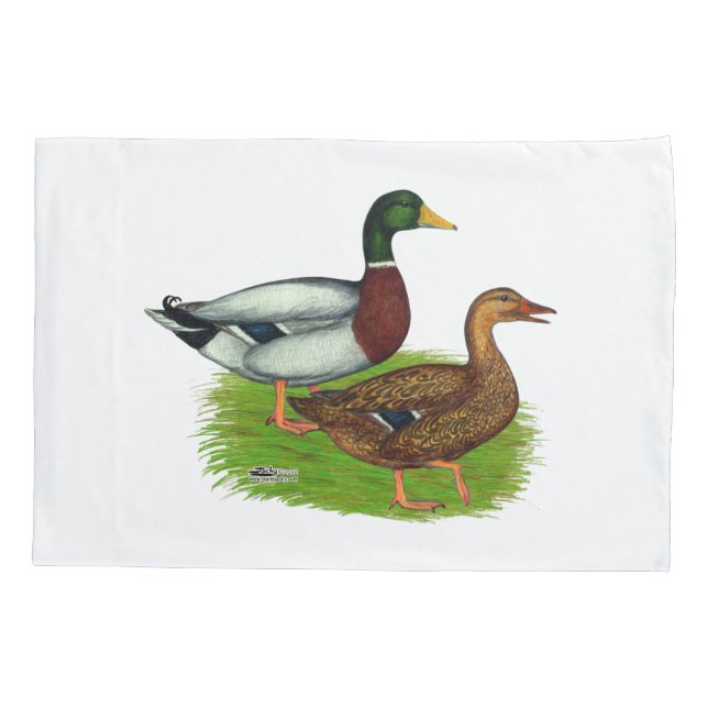 Mallard Drake and Duck Pillowcase (Back)
