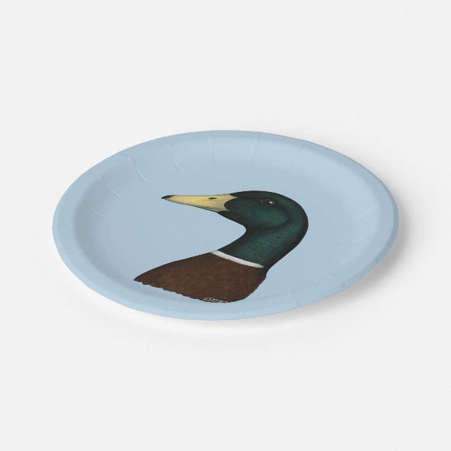 Mallard Drake Head Paper Plate (Angled)