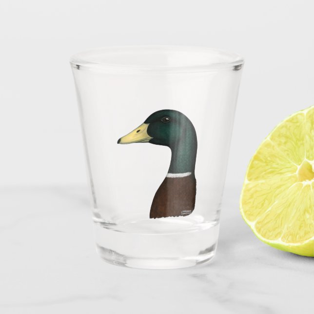 Mallard Drake Head Shot Glass (Front)
