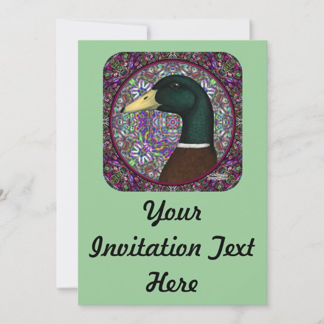 Mallard Drake Mosaic Circle Invitation (Front)
