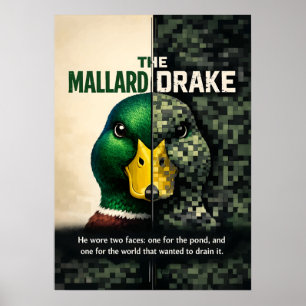 Mallard Drake Two Faces Duck Art Poster