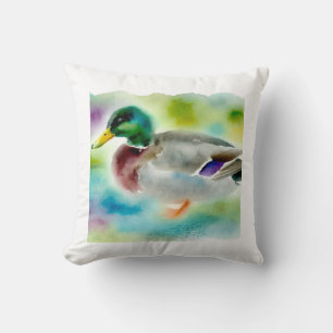 Mallard Duck 091024AREF134 - Watercolor Cushion