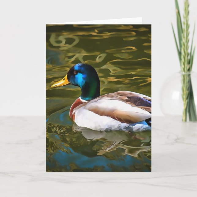 Mallard Duck Artistic Portrait Card (Front)
