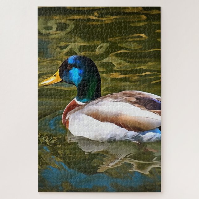 Mallard Duck Artistic Portrait Jigsaw Puzzle (Vertical)