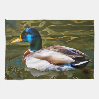 Mallard Duck Artistic Portrait Tea Towel