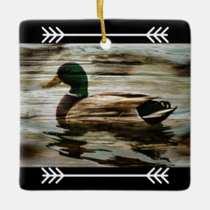 Mallard Duck Artsy Cottage Style Ceramic Ornament