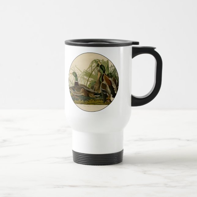Mallard Duck Audubon Bird Painting Travel Mug (Right)
