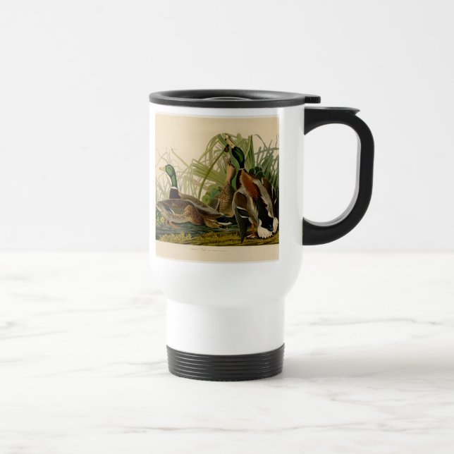 Mallard Duck Audubon Bird Painting Travel Mug (Right)