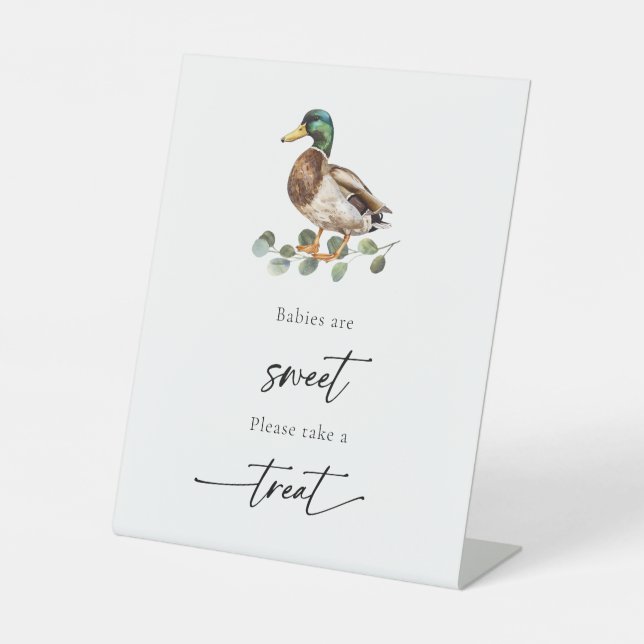 Mallard Duck Babies Are Sweet Baby Shower Pedestal Sign (Front)