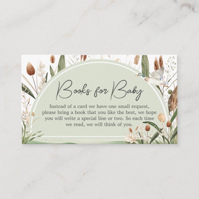 Mallard Duck Baby Shower Books for Baby Enclosure Card (Front)